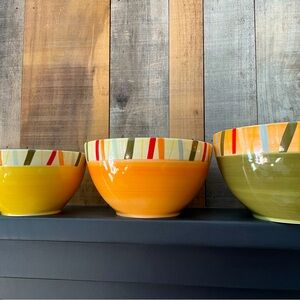 😍 3 VINTAGE COLORFUL FIESTA MIXING BOWLS BY TAG